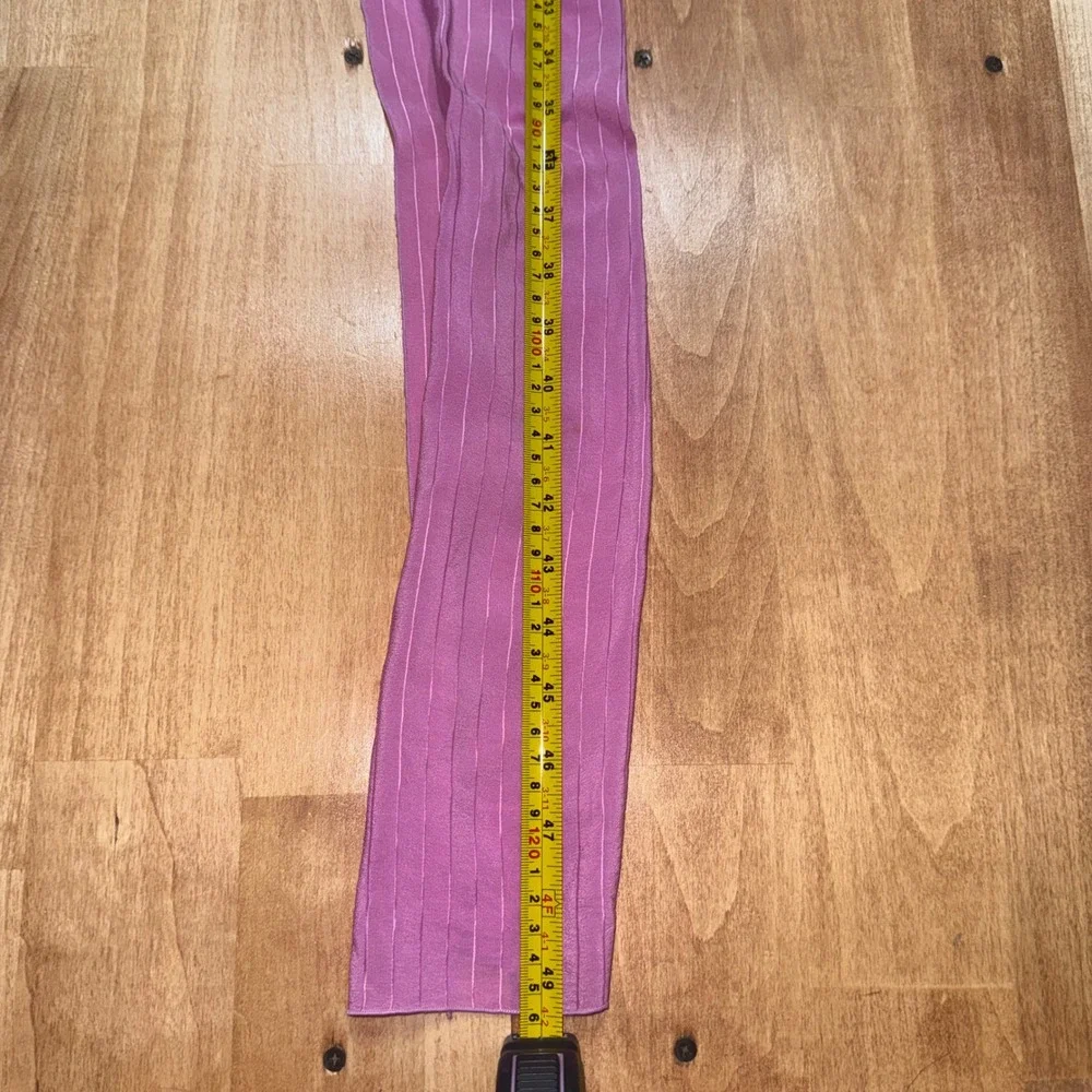 Pierre Cardin Paris Vintage Silk‎ Pink Striped Cardigan Scarf Skinny Ribbed